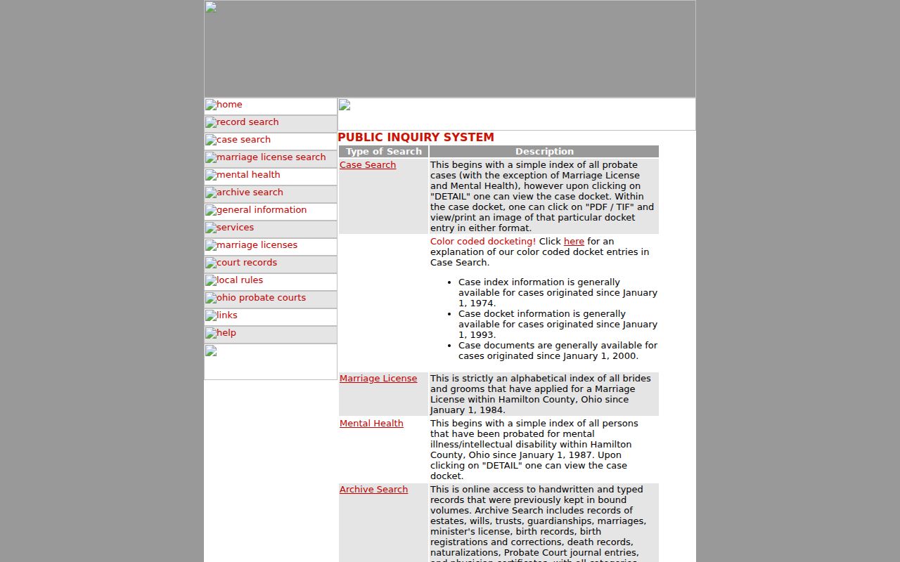 Hamilton County residents directory Probate Court public inquiry