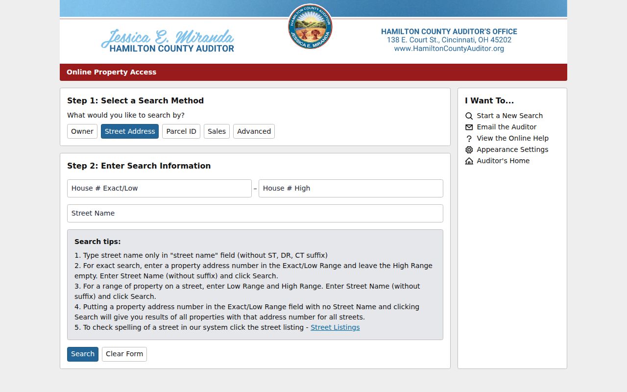 Hamilton County residents directory Auditor property search