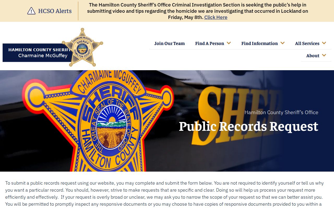 Hamilton County residents directory public records request information