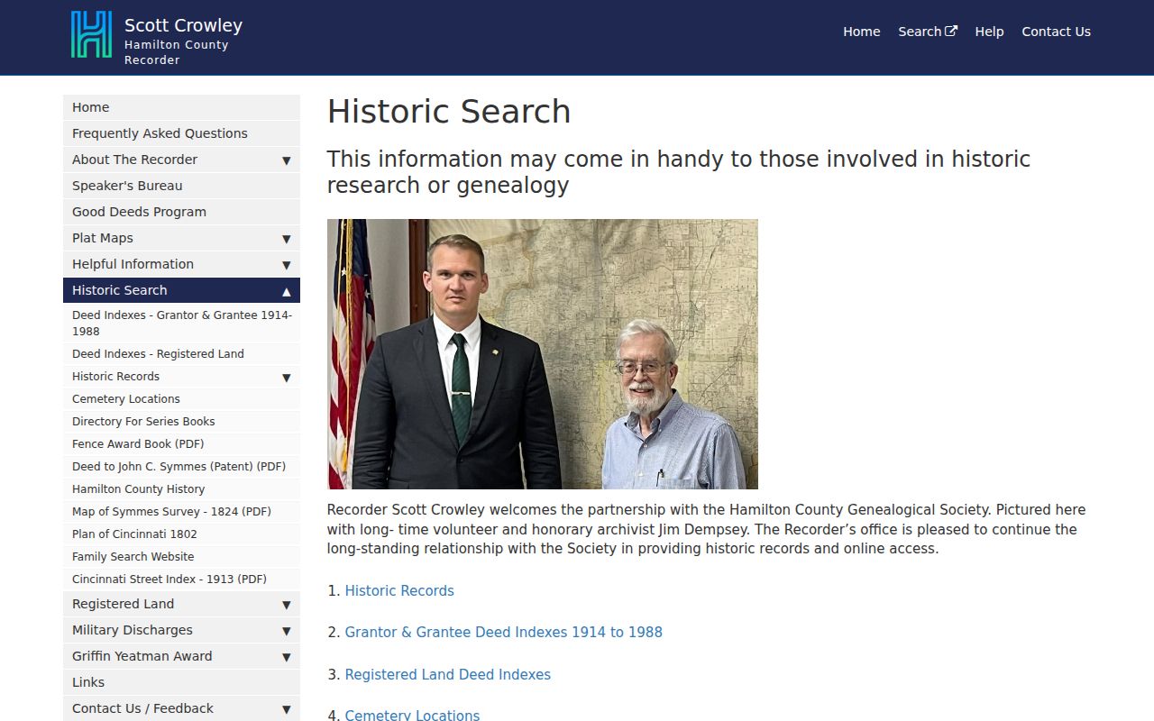 Hamilton County previous residents Recorder historic records search