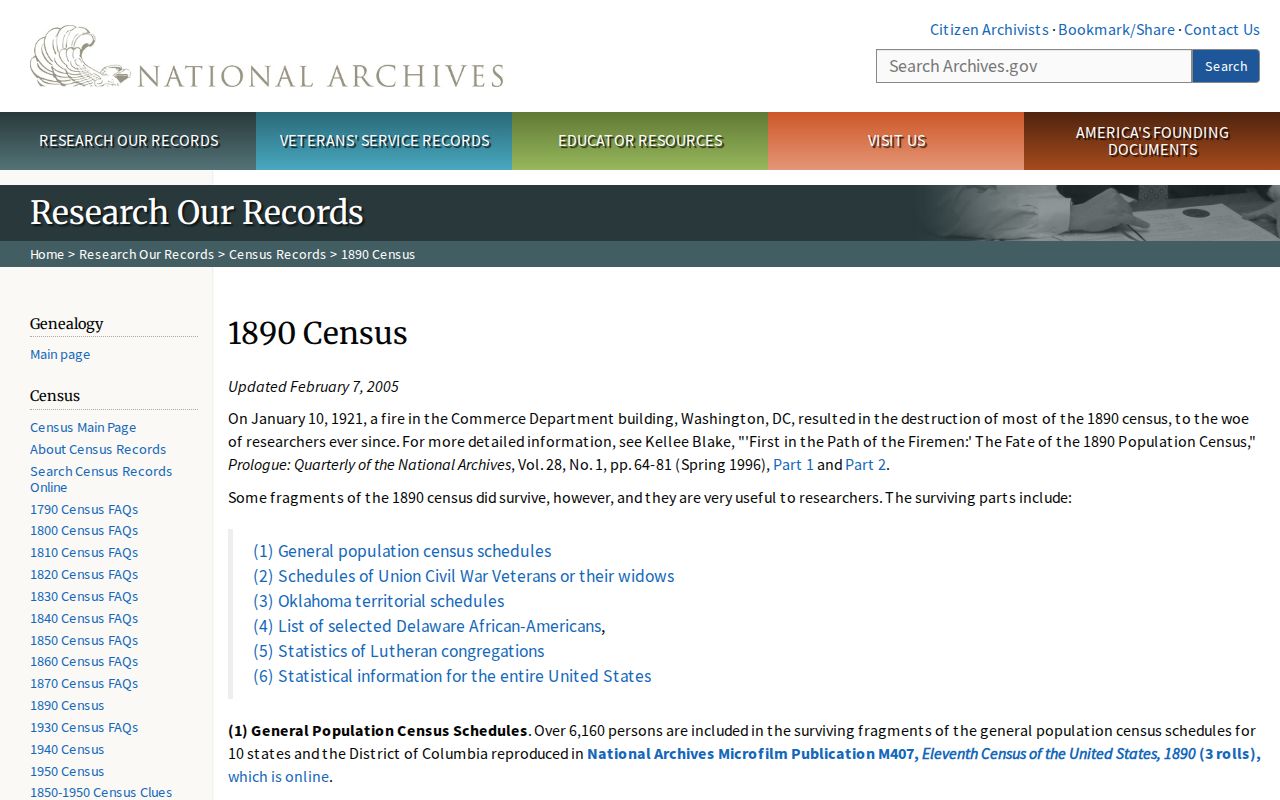 Hamilton County previous residents National Archives census research