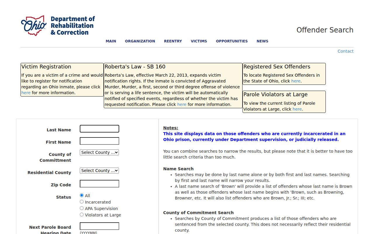 Hamilton County resident lookup Ohio offender search interface